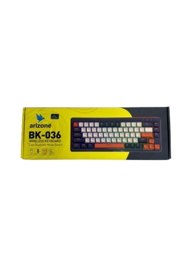 arizone BK-036 Wireless Keyboard – 2.4G & Bluetooth Dual Mode, Rainbow Backlight, 68 Keys, Type-C Rechargeable - Image 2